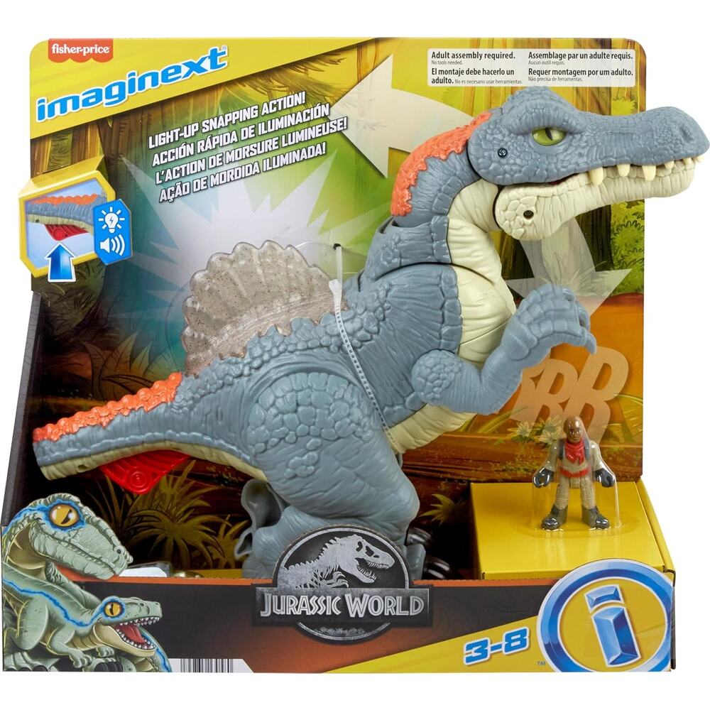 Jurassic World Fisher Price Ultra Snap 2 Piece Spinosaurus Lights Sound NWT